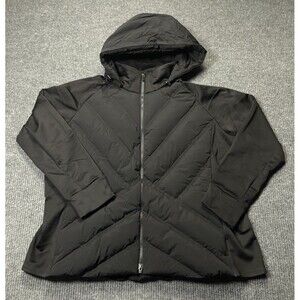Athleta Inlet Jacket Women's Size 3X Black Down Full Zip Removeable Hood NWOT